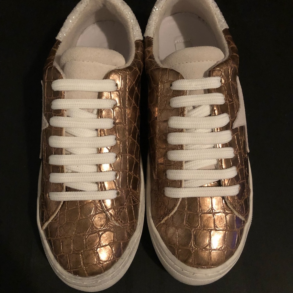 STEVEN NY Rubie Copper Croco Distressed Sneakers - Picture 10 of 16